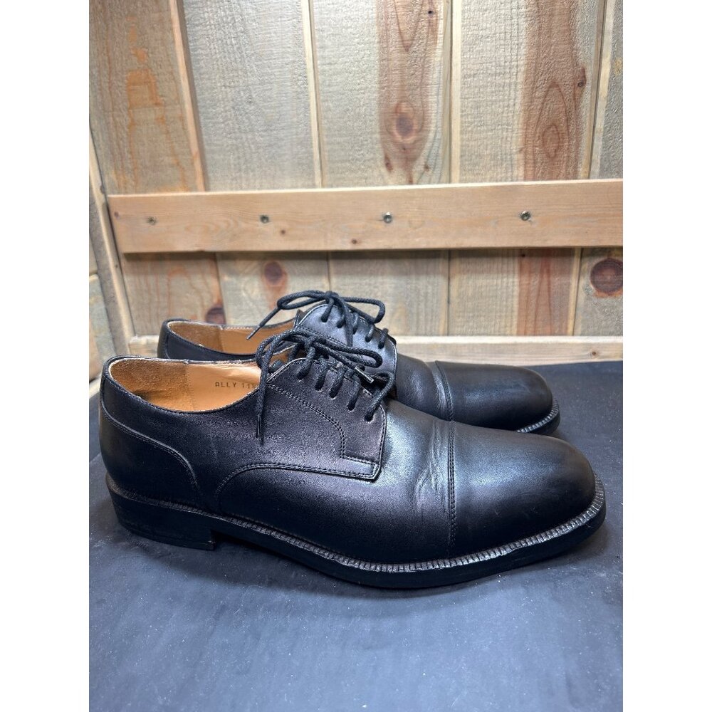 Dino Monti Mens Black Leather Oxford Dress Shoes Size 11.5 D Made In Italy